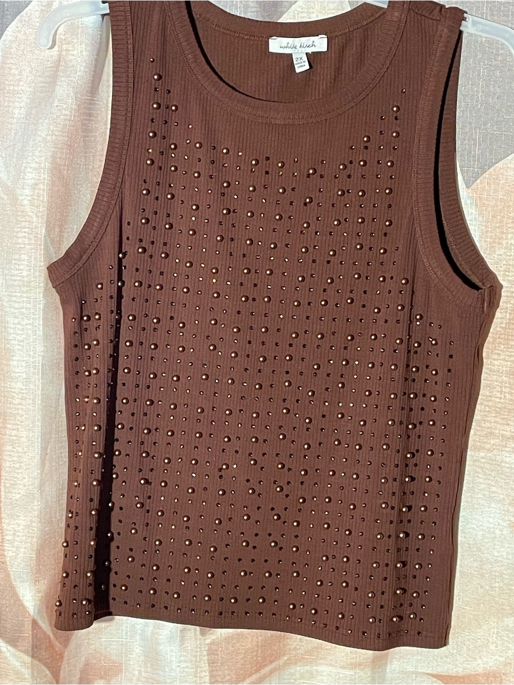 white birch Brown Studded Ribbed Tank Top NWOTS